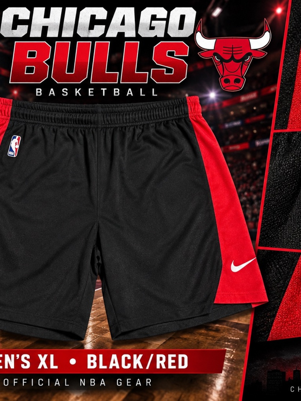 Nike NBA Chicago Bulls Dri-FIT Basketball Shorts Mens XL Black Red 866895